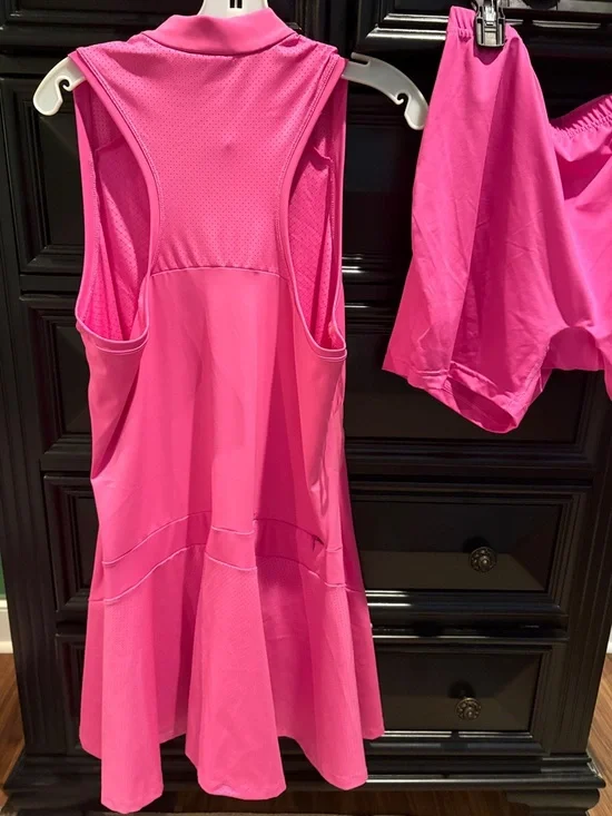 adidas Hot Pink Sleeveless Tennis/Golf Dress with Shorts - Picture 3 of 3